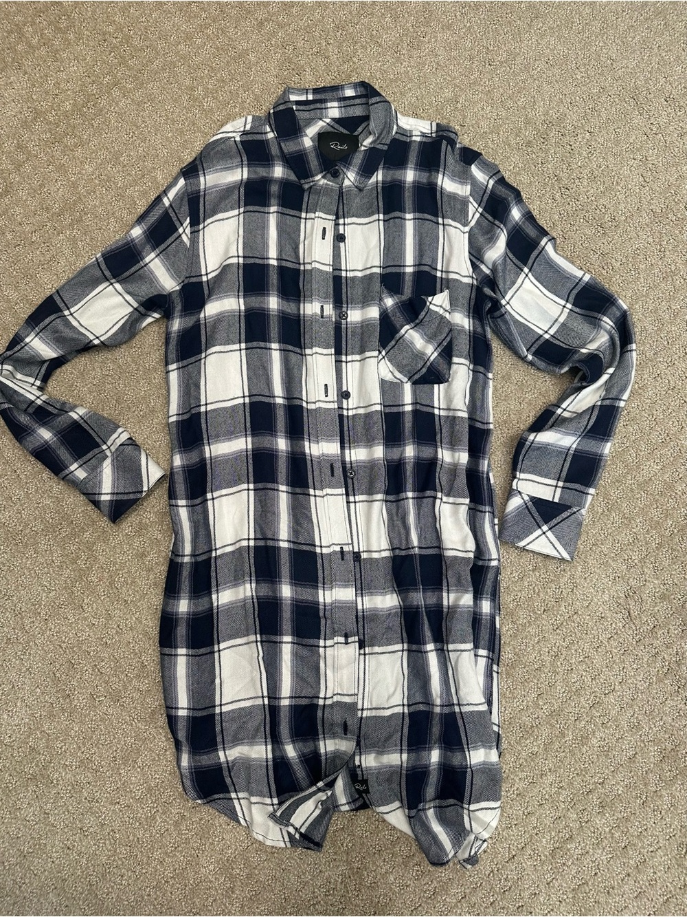 Rails Navy and White Plaid Shirt Dress